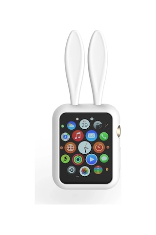 Ally Apple Watch Uyumlu 1-2-3-4 42mm Tavşan Figürü Silikon Kılıf- 5775