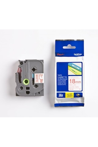 BROTHER P-TOUCH TZE-242 TZE-TAPE 18 MM BEYAZ ÜZERİNE KIRMIZI LAMİ