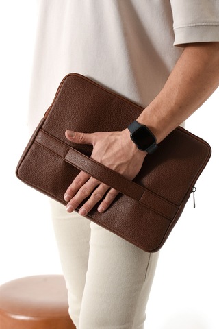 Westpolo Vegan Deri Unisex Laptop, Evrak Çantası - 6077 Taba