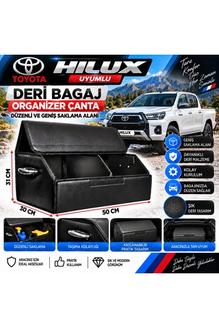Toyota Hilux Uyumlu Oto Bagaj Organizeri Deri Bagaj Kutu Çanta 1