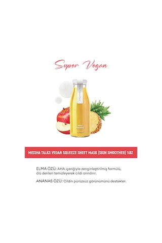 Missha Talks Vegan Squeeze Sheet Mask Pürüzsüz Görünüm Sunan Vegan Yaprak Maske - Skin Smoother