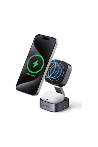 Magflow Qi2 Sertifikalı 15w 2&apos Si 1 Arada Katlanabilir Şarj İstasyonuşarj Standı İphone 16,16 Pro,16 Pro Max,15,14,13, Airpods İçin Magsafe Şarj Cihazı İle Uyumlu, Bekleme İşlevini Destekler