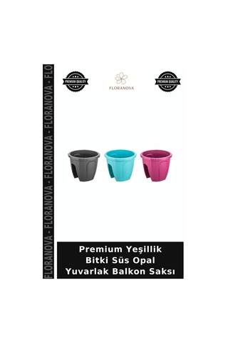 Premium Yeşillik Bitki Süs Opal Yuvarlak Balkon Saksı