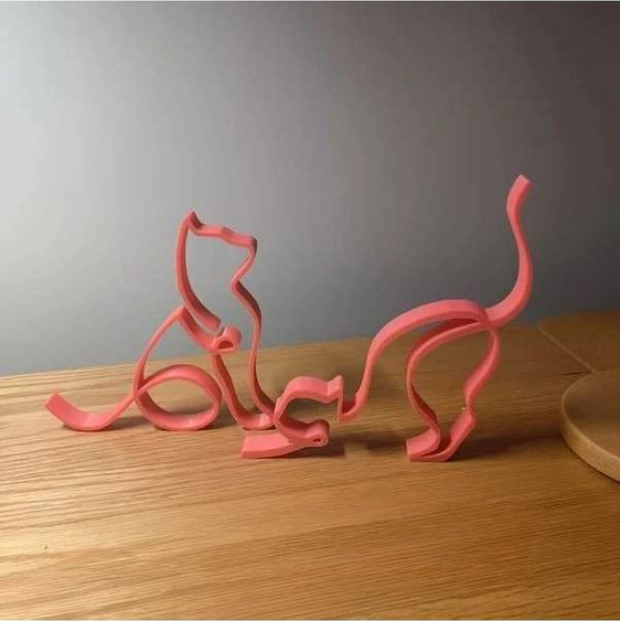 Trendooze Sunshine022 Pembe Minimalist Kedi Figuru Sanat Serisi Noel Cadılar Bayramı Ev Dekor Koleksiyon