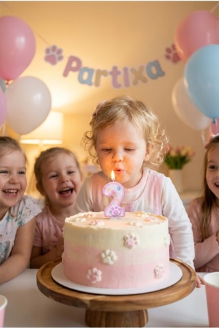 Pati Figürlü Pembe Rakam Mum Doğum Günü Pasta Süsü