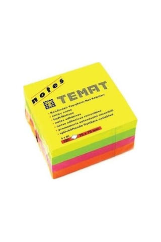 Temat Küp Not Kağıdı 75x75 Mm Fosforlu Renk 320 Sayfa 4x80 328745