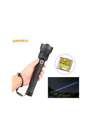 Ranyeek Xhp70 Güçlü Işık Feneri, Type-c Şarjlı, Pil Göstergeli, Yakın-uzak Zoom, 2 Adet 26650 Pil Ve Usb Kablosu İçerir Siyah