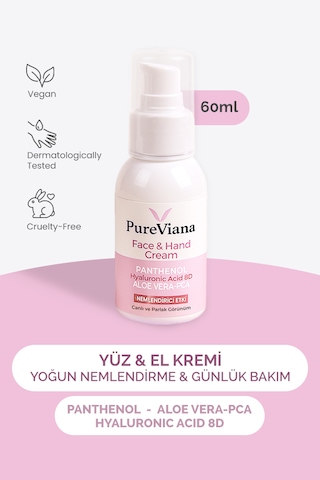 Pureviana Yüz & El Kremi 60ml Hyaluronik Asit 8d + Aloe Vera + Cica + Shea Nemlendirici, Bariyer Onarıcı