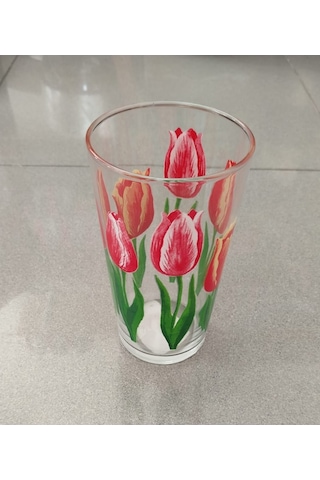 Rak Le Lale Dekorlu Cam Meşrubat,su Bardağı 570 Cc