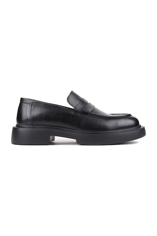 Shoetyle - Siyah Deri Bağcıksız Erkek Klasik Ayakkabı 250-2375-860-siyah