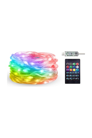 Dianziye Rgb Akıllı Bluetooth Led Işık Zinciri, App İle Kontrol Edilebilir, Usb Beslemeli, 5 Metre 50 Işık, Dekoratif Işıklar