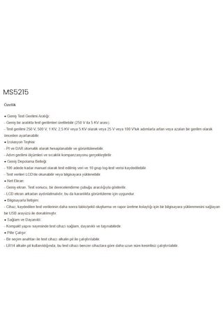 Mastech Ms5215 Yüksek Voltaj İzolasyon Test Cihazı