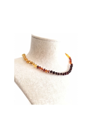 İpek Kehribar Sertifikalı Baltık DaMLa Kehribar Bebek Diş Kolyesi 0-3 Yaş Gökkuşağı Rek