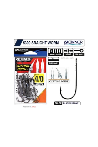 Owner 5300 Straight Shank Black Chrome İğne - 1 3/0