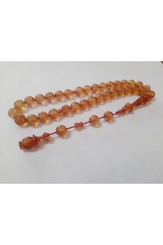 Soma Tesbih Ateş Kehribar Sarı Kalem İşçilik 9 x 9 CM Tesbih