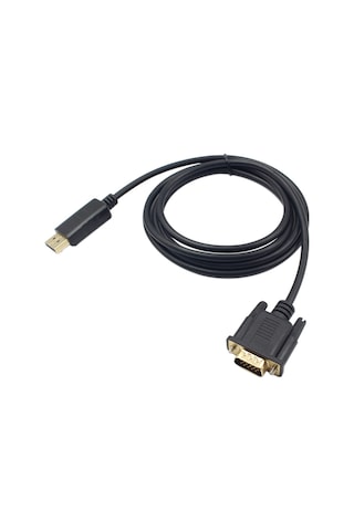 Springsun 1.8m Siyah Dp'den Vga'ye Dönüştürücü Kablosu - 1080p Hd Video Aktarımı, Plug & Play, Güvenli Bağlantı