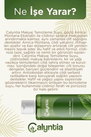 Calyntia Tüm Ciltler İçin Makyaj Temizleyici Micellar Su, Arnika Montana 100 Ml