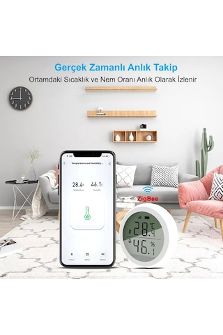 Hymark Zigbee Tuya Akıllı Yaşam Uygulaması Sıcaklık Nem Sensörü L 1 Adet