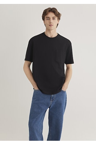 Mavi Cepli Siyah Erkek T-shirt M066248-900 Siyah