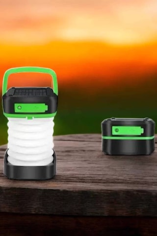 Northcity Katlanabilir 3 Kademeli Solar Led Kamp Lambası 1200 Mah Dokunmatik Ahşap Standlı Dekoratif Fener