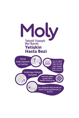 Moly Bel Bantlı Hasta Bezi 7 Damla L 4 x 30'lu