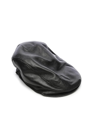 Tamer Tanca Erkek Hakiki Deri Siyah Şapka 524 London-y Sapka Sıyah Siyah