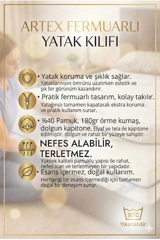 Kılıf Nano 90x200 Yatak Kılıfı Koruyucusu Yatak Örtüsü Fermuarlı Kılıf Kapitone