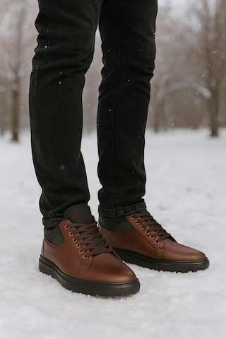 Growish Gre0136-2 Hakiki Floter Deri Kaydırmaz Koku Yapmaz Bilekten Streçli Üst Kalite Yarım Bot Kahverengi