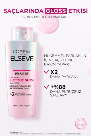 Elseve Glycolic Gloss Şampuan + Saç Bakım Kremi + Laminasyon