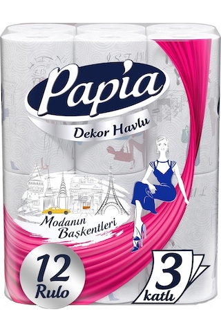 Papia Kağıt Havlu Decor (Modanon Başkentleri Desenli) 24 Lü Set (