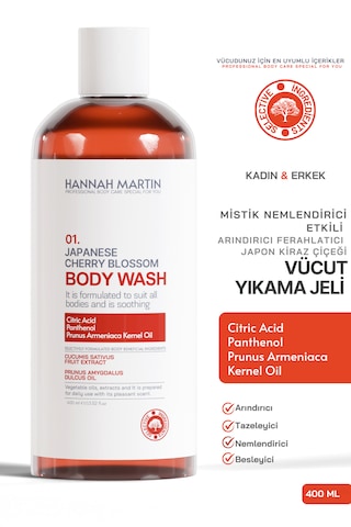 Hannah Martin 01 Japon Kiraz Çiçeği Nemlendirici ve Besleyici Duş Jeli 400 ML
