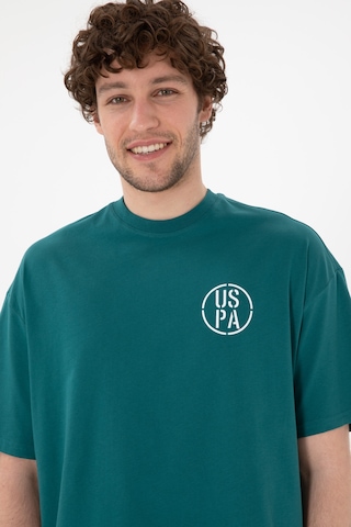 U.S. Polo Assn. Erkek Oversize Fit Bisiklet Yaka Koyu Yeşil Tişört 50305904-VR101