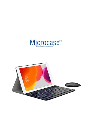 Apple Uyumlu iPad 7.Nesil 10.2 Inç 2019 Bt Klavye Mouse + Standlı Kılıf - Bkk6