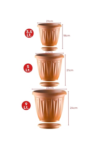 Nandy Home 3'lü Ürgüp Model Saksı Seti