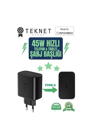 Samsung Galaxy Uyumlu S23 S24 S25 Plus / S23 S24 S25 Ultra Hızlı Şarj Aleti 45w Type-c Başlık Adaptör