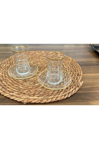 Collection Karizma Yaldızlı Çay Bardak Seti Takımı - 12 Prç. Çay Bardağı Seti Şeffaf