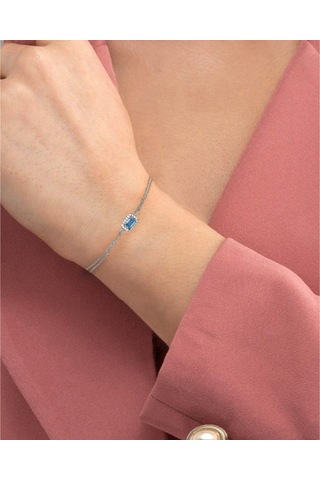 Brezza Lusso Jewelry Aquamarin Taşlı Baget Diamond Classical Kadın Gümüş Bileklik