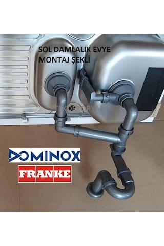 Dominox Franke Evye Sifon Takımı 1.5 Göz Kare Taşmalı