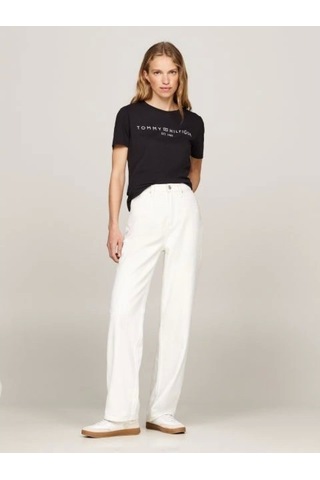 Tommy Hilfiger Reg Corp Logo C-nk Ss Kadın Siyah Badi Ww0ww40276bds Siyah