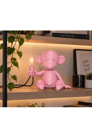 3dlab Moko 3d Baskı Maymun Figürlü Masa Lambası Pembe