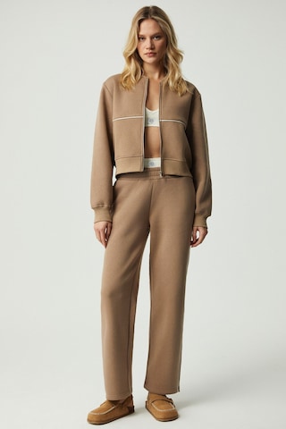 GRIMELANGE Anyul Kadın Relaxed Bomber Yaka Vizon Sweatshirt Vizon