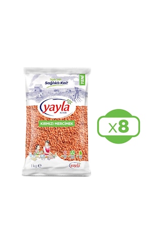 Yayla Bakliyat Kırmızı Mercimek 8 x 1 KG