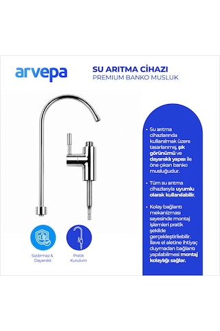 Arvepa Su Arıtma Cihazı Premium Banko Musluk - Parlak Krom