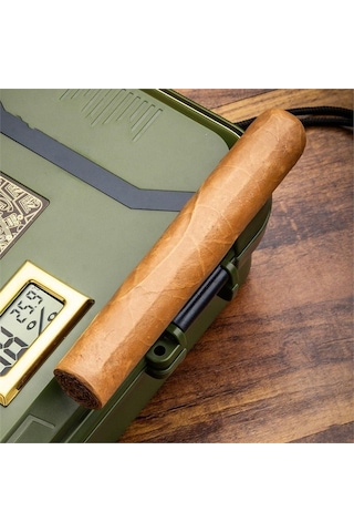 Lubinski Yeni Stil Nem Göstergeli Seyahat Puro Kutusu Humidor Kırılmaz Plastik Yeşil 12's Lb-601