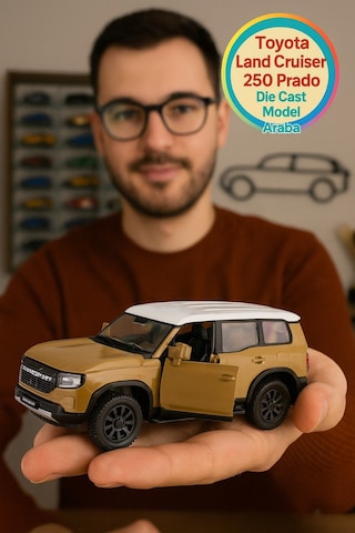 Uzak Doğu Serisi Toyota Land Cruiser 250 Prado Bej Açılır Kapılar Diecast Metal Model Araba 11 Cm