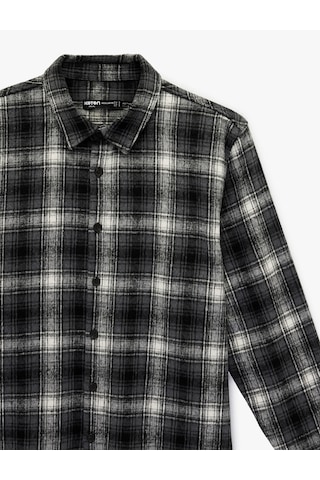 Koton Regular Fit Uzun Kollu Düğmeli Klasik Yaka Oduncu Gömleği Antrasit Ekose 6wam60223hw Antrasit Ekoseli