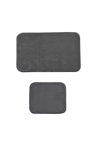 Elart Banyo Paspas Takımı 2li Kaydırmaz Tabanlı Peluş Antrasit