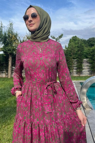 Rabia Şamlı Betül Gül Kurusu Elbise Gülkurusu