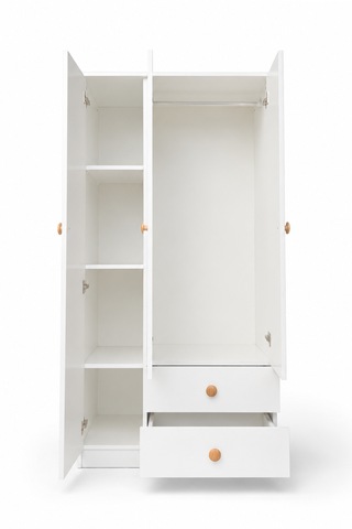 Sahra 3 Kapılı Gardırop, Çekmeceli, Modern Tasarım Beyaz