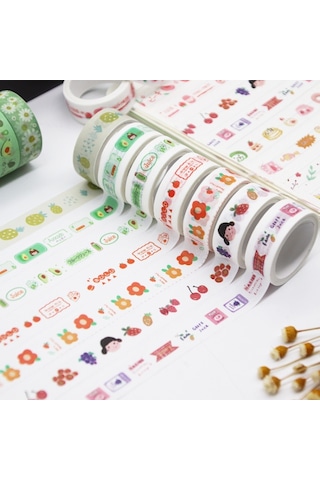 60rolls/box 42001 Karikatür Desen El Hesabı Bant Seti Günlük El Kitabı Dıy Washi Malzemesi, Size:60rolls/box 42001 Diğer